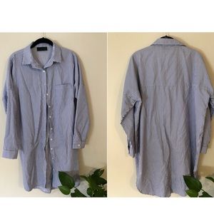 blue button down dress